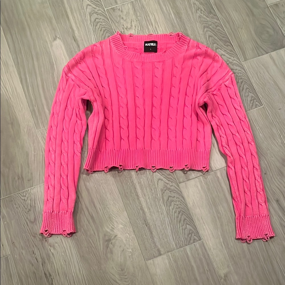 Katie J NYC Girls Pink Cropped Sweater Size: L